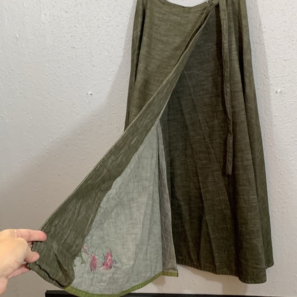 Pink House Japan Olive Wrap Floral Embroidered Maxi Skirt size L - Picture 5 of 15